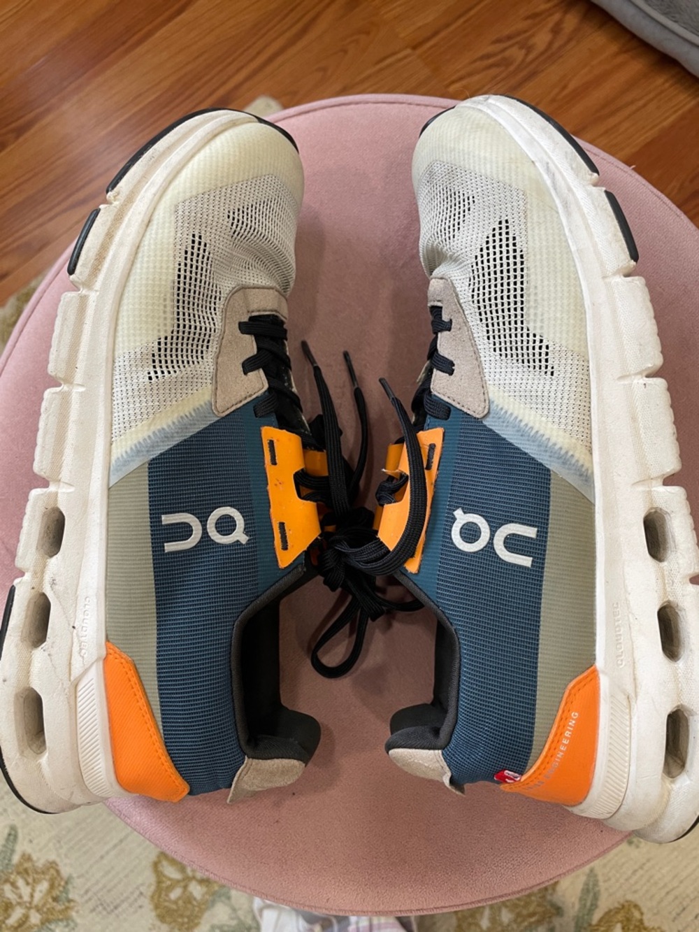 On Running Trainers in White, Navy and Orange